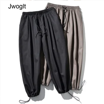 

Spring Summer Mens Joggers Casual Pants Simple Design Fashion Harem Pants Cotton Loose Black Bottoms Trousers 4XL 5XL