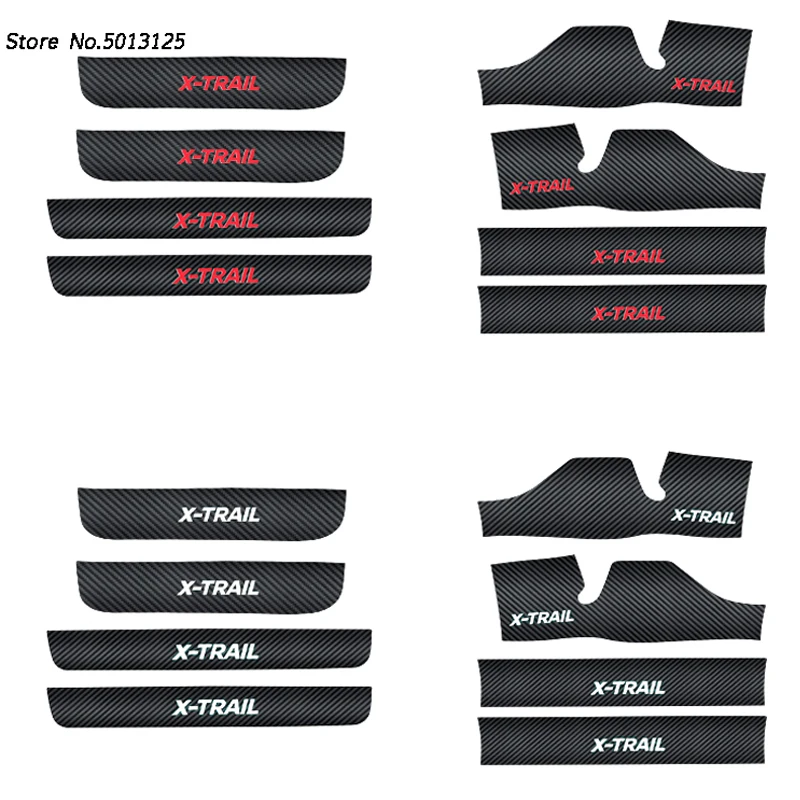Ceny Zewnętrzne wewnętrzne drzwi z włókna węglowego pedał zderzak 3D zabezpieczenie przed zarysowaniem próg próg dla Nissan x trail Xtrail T32 2018