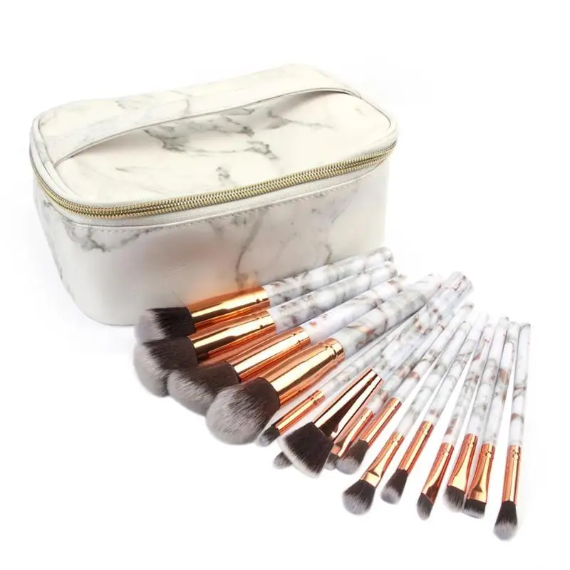  Portable Travel Marble Makeup Brushes Cosmetic Pens Bags Storage Organizer
