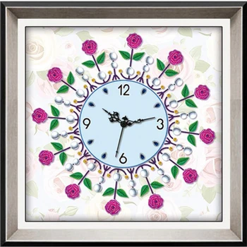 

New 3D Special Shaped Diamond Embroidery frower Wall Clock 5D Diamond Painting Cross Stitch Watch Diamond Mosaic Decor