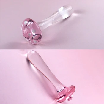 New Crystal Mushroom Penis Glass Men's Women's G-Spot Anal butt plug Beads Masturbation erotic Expander adults Sex toys Products 5