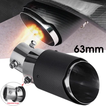 

Universal 63mm Car Exhaust Pipe Muffler Carbon Fiber Adjustable Exhaust Tip Rear Pipe Silencer For BMW/VW/Toyota