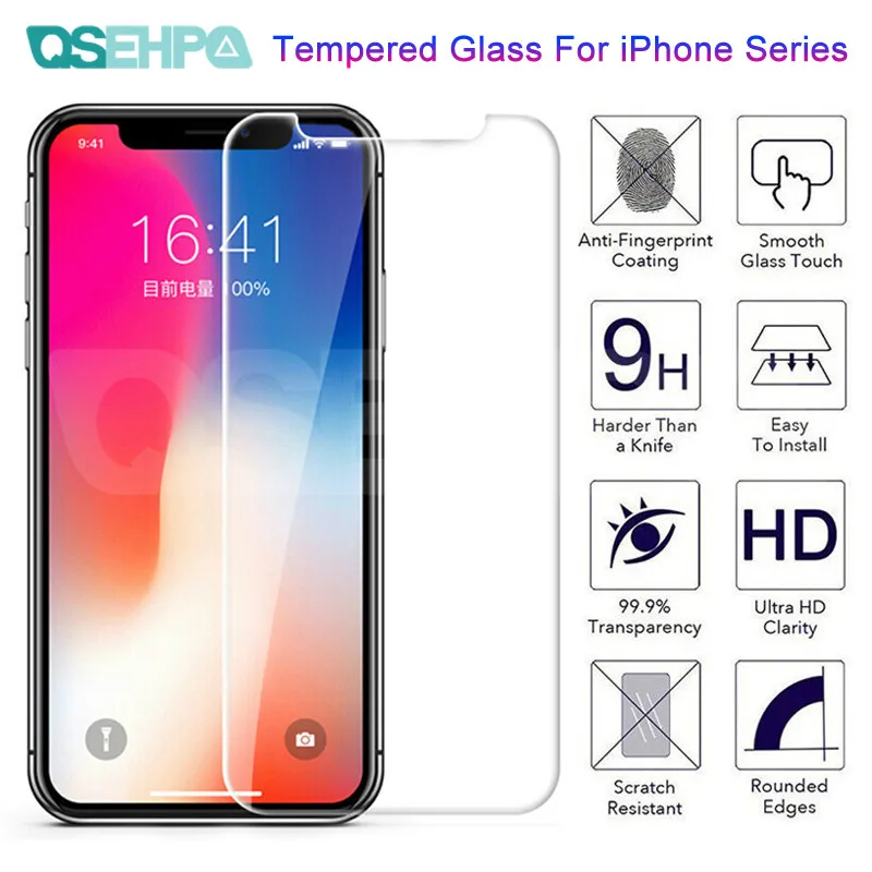9H Premium Gehärtetem Glas auf die Für iPhone X XR XS 11 Pro Max iPhone 8 7 6 6S Plus 5 5S SE Scree