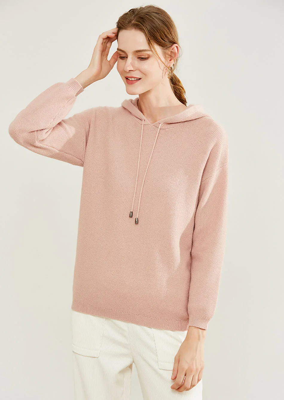 Pink YJMY Inner Mongolian Cashmere Sweater Women Strap Dropped Shoulder Ribbed Cuffs Hem Knit Spring Autumn in Slava Store - Цвет: Pink