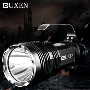 

Super Bright Big Light Cup LED Searchlight 5 Lighting Mode Rechargeable Flashlight Waterproof Hunting Lamp Use 4 18650 Battery