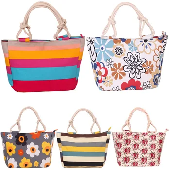 

High Quality Canvas Women Flower Printed Casual Handbag Big Size Shoulder Bag Tote Hot Sale Folding 1PC Ladies Bag