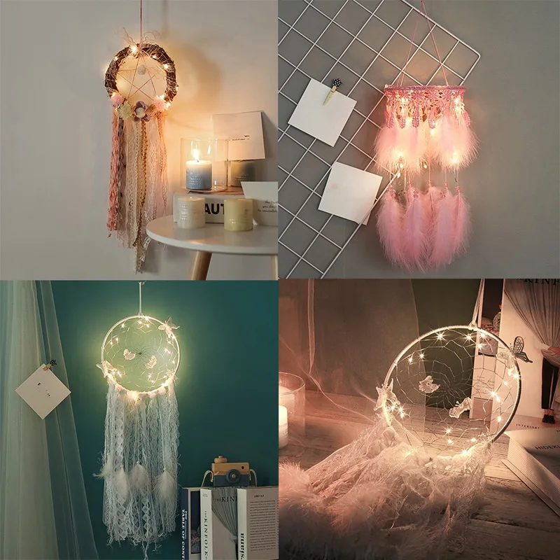 65cm Dream Catcher With LED Lighting Girl Room Bell Bedroom Romantic Hanging Decoration Dreamcatcher