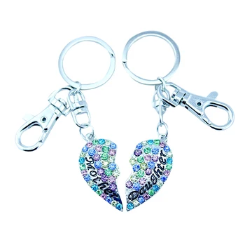 

2Pcs Mother Daughter Heart Shape Key Chain Pendant Letters Rhinestones Car Keychain Key Ring Keys Organizer Bag Handbag Pendant