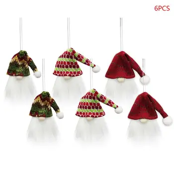 

6Pack Christmas Gnome Wine Bottle Cover Toppers Santa Claus Hat Xmas tree Hanging Decor Christmas Decoration for Festival Party