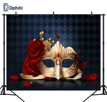 

DePhoto Mardi Gras Carnival Colorful Mask Poster Masquerade Seamless Vinyl Photography Backdrop Photo Background Studio PGT350