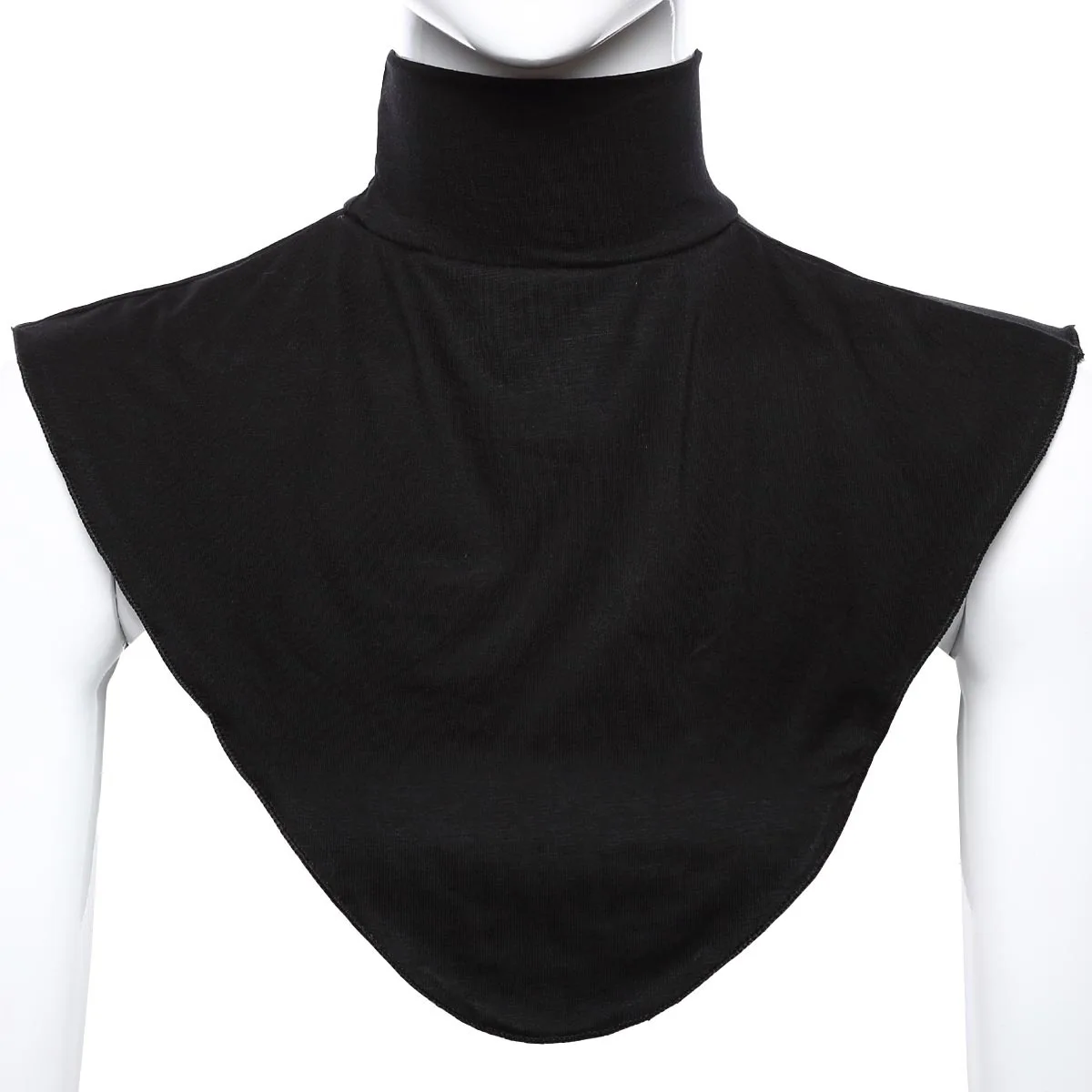 Мода для мужчин и женщин вязание Поддельный Воротник исламский хиджаб расширение шеи грудь модальный шарф половина мусульманский воротник карамельный цвет - Цвет: Черный