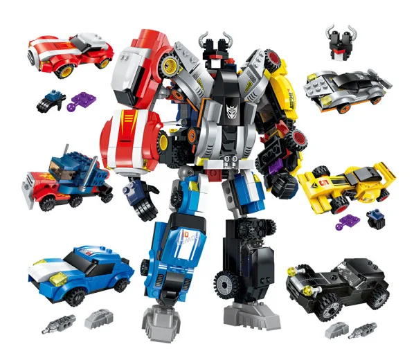 

6 IN 1Transformer Robot Mars God of War Fight Building Blocks Set Car Aircraft Model Bricks Educational Toys for Childr