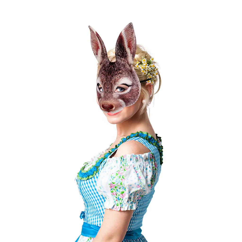 Хэллоуин рейв маска аксессуары для мотоциклов смешной костюм Co маска-костюм кролика животного взрослый костюм половина маски
