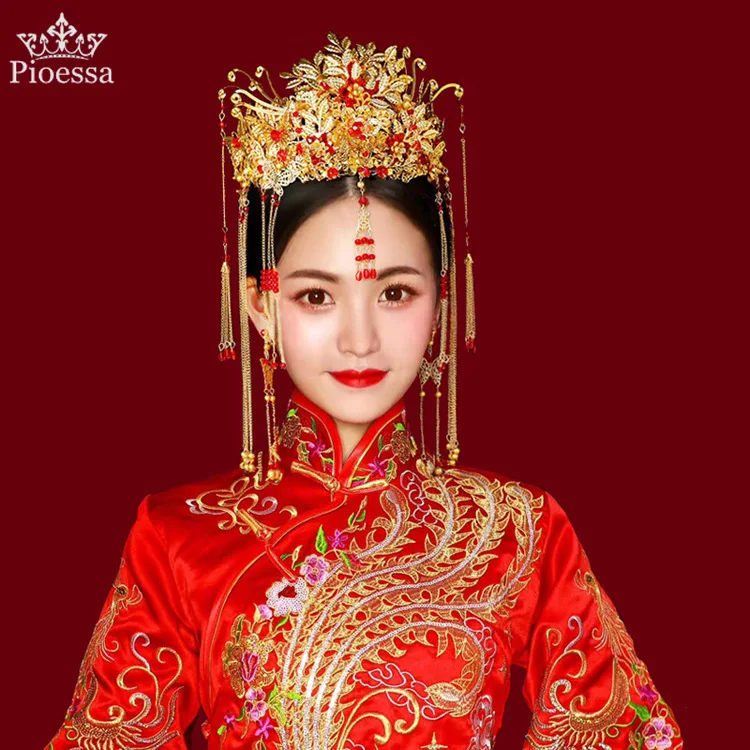 

New Long tassel classic headwear set Xiuhe wedding accessories Chinese costume Hanfu' headdress Traditional bridal Phoenix crown