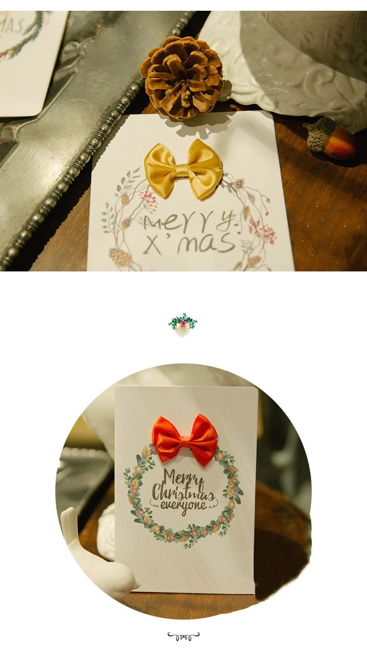 12 штук, креативные бумажные открытки с Рождеством, складные рождественские открытки с благословением на год, рождественский подарок, случайный выбор