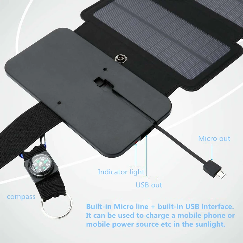 Складное 10 Вт солнечное зарядное устройство 5 В 2.1A USB выходное устройство портативная солнечная панель для смартфона