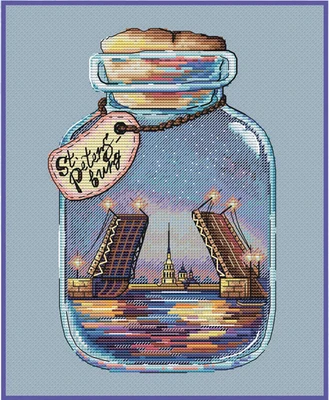 

Scenery in the Bottle Cross Stitch Kit, Greeting Needlework Counted Cross-Stitching Kits, Counted Cross Stich Package