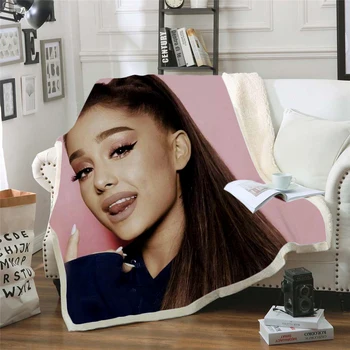 

Ariana Grande 3D Printing Plush Fleece Blanket Adult Fashion Quilts Home Office Washable Duvet Casual Kids Sherpa Blanket 08