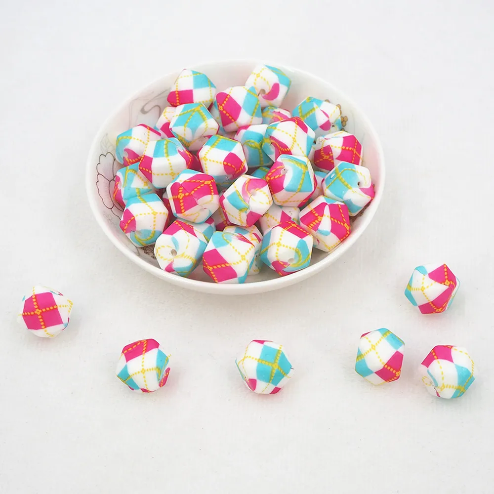 

Chenkai 50pcs 14mm Hydrangea Hexagon Silicone Beads Baby Teething Bead BPA Free Infant Chewable Dummy Necklace Pacifier Toys