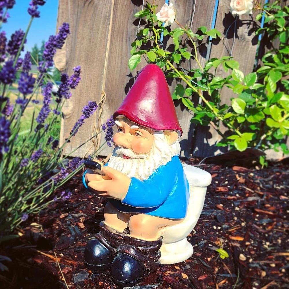 3D Dwarf Toilet Play Phone Statue Garden Gnomes Mini Resin Doll Statue Crafts Outdoor Elf Miniature Garden Dwarf Decoration resin ornaments garden statue garden decoration resin statue resin handicraft ornaments resin ornament