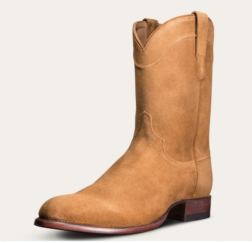 Men Chelsea Boots Simple Suede Medium Platform Autumn Winter Cowboy Size 38 48