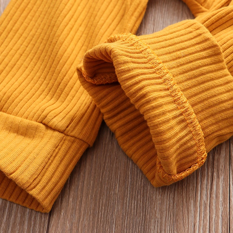 Autumn Newborn Clothes Cotton Baby Boy Girl Romper Long Sleeve Knitted Ribbed Hooded Jumpsuit Spring Solid Infant Clothing 0-18M