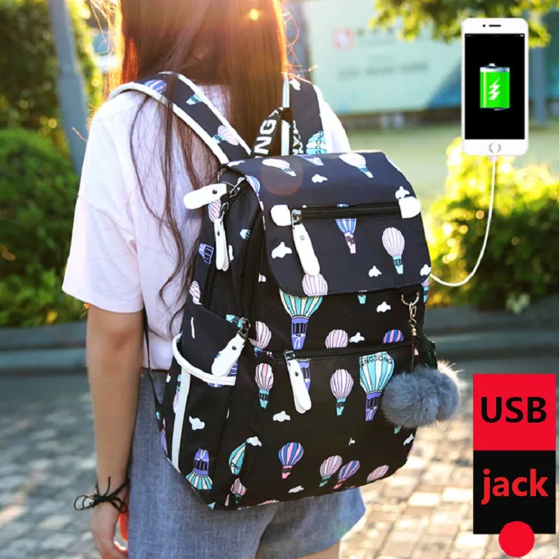 Новый большой женский рюкзак Mochila школьный с принтом водонепроницаемый для