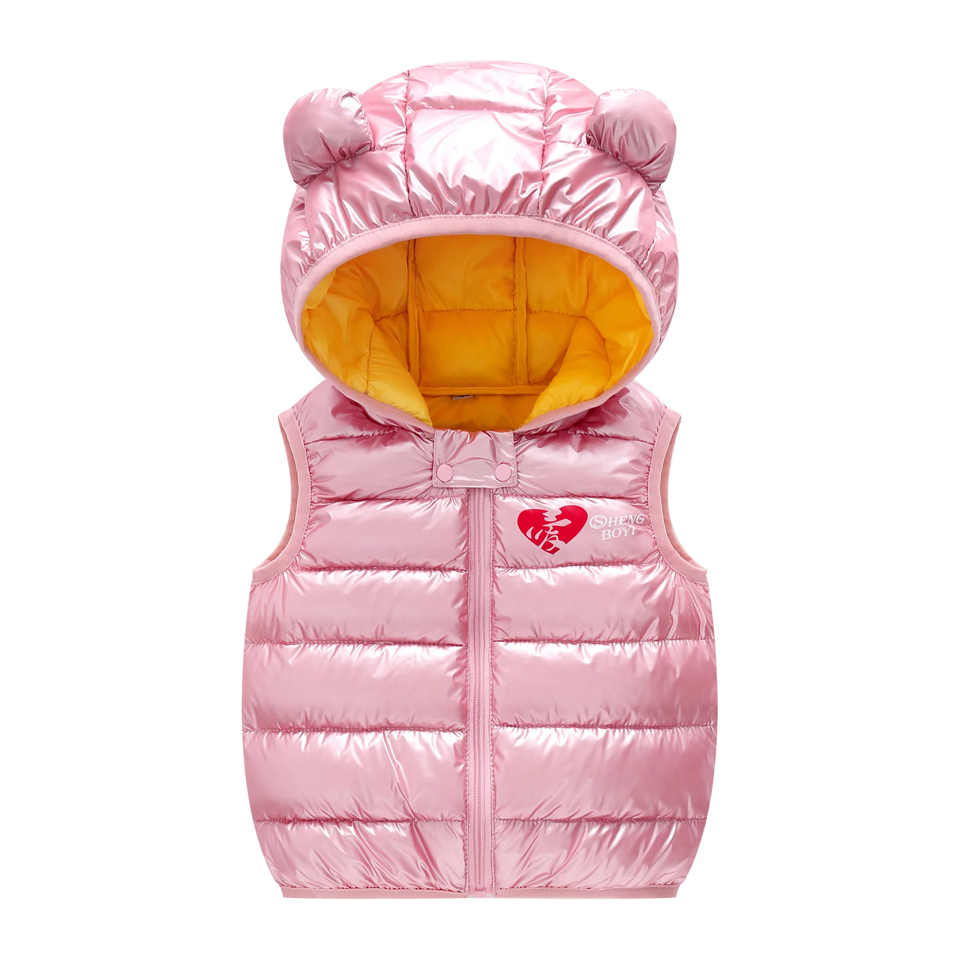 

2019 Autumn And Winter Childrenswear Ear-down Cotton Hooded Waistcoat Baby Wide Shoulder Children Thin Waterproof Space Suit