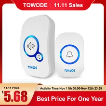 TOWODE – sonnette intelligente sans fil, 433Mhz, 150 mètres de Distance, 32 chansons, 4 niveaux de volume