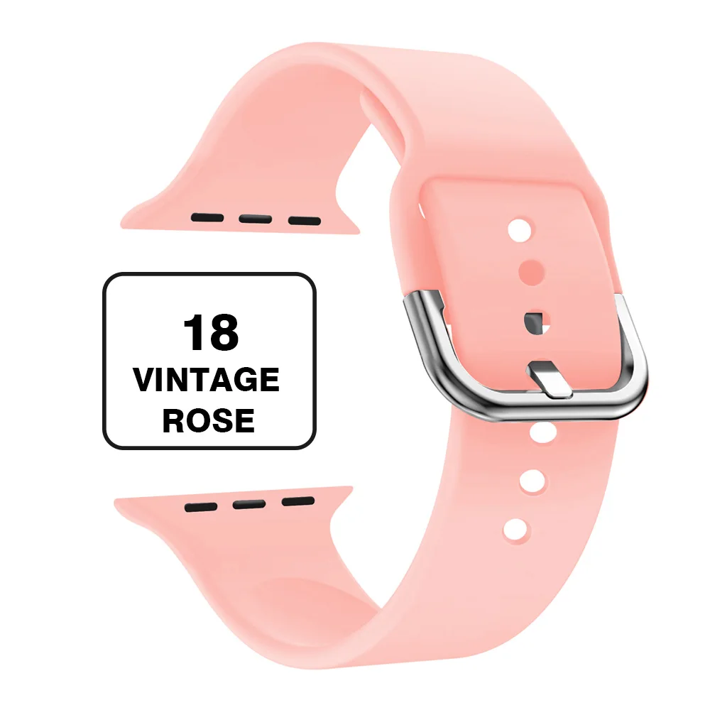 Band for Apple Watch 4 40mm 44mm Soft Silicone Sport Breathable Bracelet Strap for iWatch Series 5 4 3 2 1 correa 38mm 42mm - Цвет ремешка: Rose