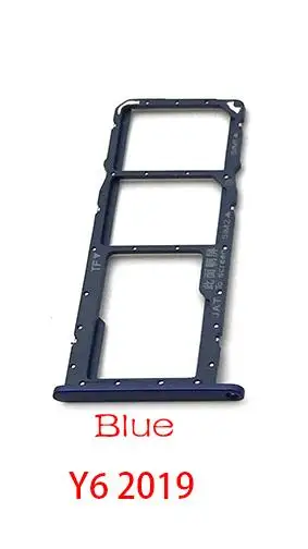 Y6 2019 Blue 10 шт./лот, лоток для sim-карты адаптер держателя слота аксессуары для huawei Y6 Y9 Y7 Pro запасные части - Цвет: Y6 2019 Blue