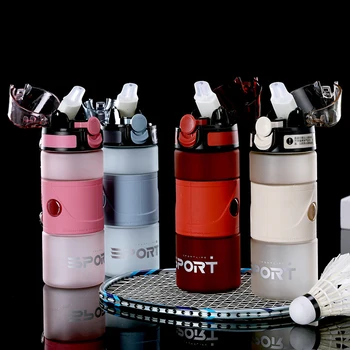 

Leak-proof Sport Water Bottle With Straw Plastic Milk Fruit Gym Bottles Tour Outdoor Bicycle Sports Drinkware Portable