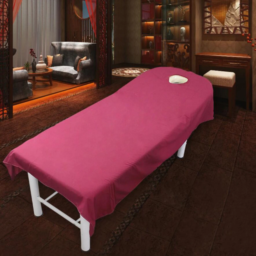 120cm*190cm SPA Massage Treatments Bed Table Cover for Beauty Salon Couch Sheets With Breath Face Hole, 9 Colors Available