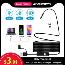 3 в 1 7 мм Android эндоскоп камера IP67 водонепроницаемый осмотр бороскоп камера с 6 светодиодными лампами для Android samsung PC type-C