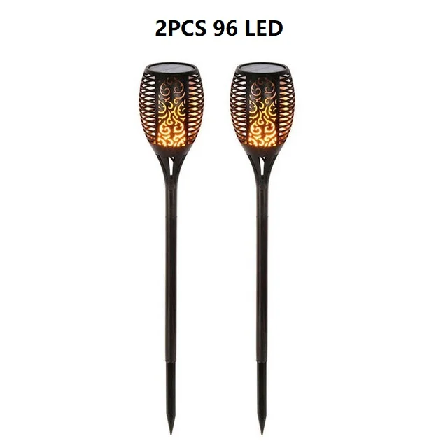 Garland Solar Flame Lamp Flickering LED Solar Waterproof Landscape Lawn Lamp Solar Battery Outdoor Garden Torch Light Spotlight - Испускаемый цвет: 2pcs 96 LED