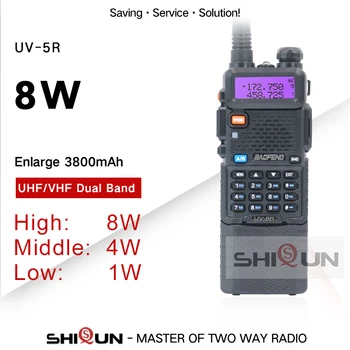 

Upgrade 8W Baofeng UV-5R Walkie Talkie 3800mAh Battery Dual Display Dual Band Baofeng UV5R Portable UHF VHF Two Way Radio UV 5R