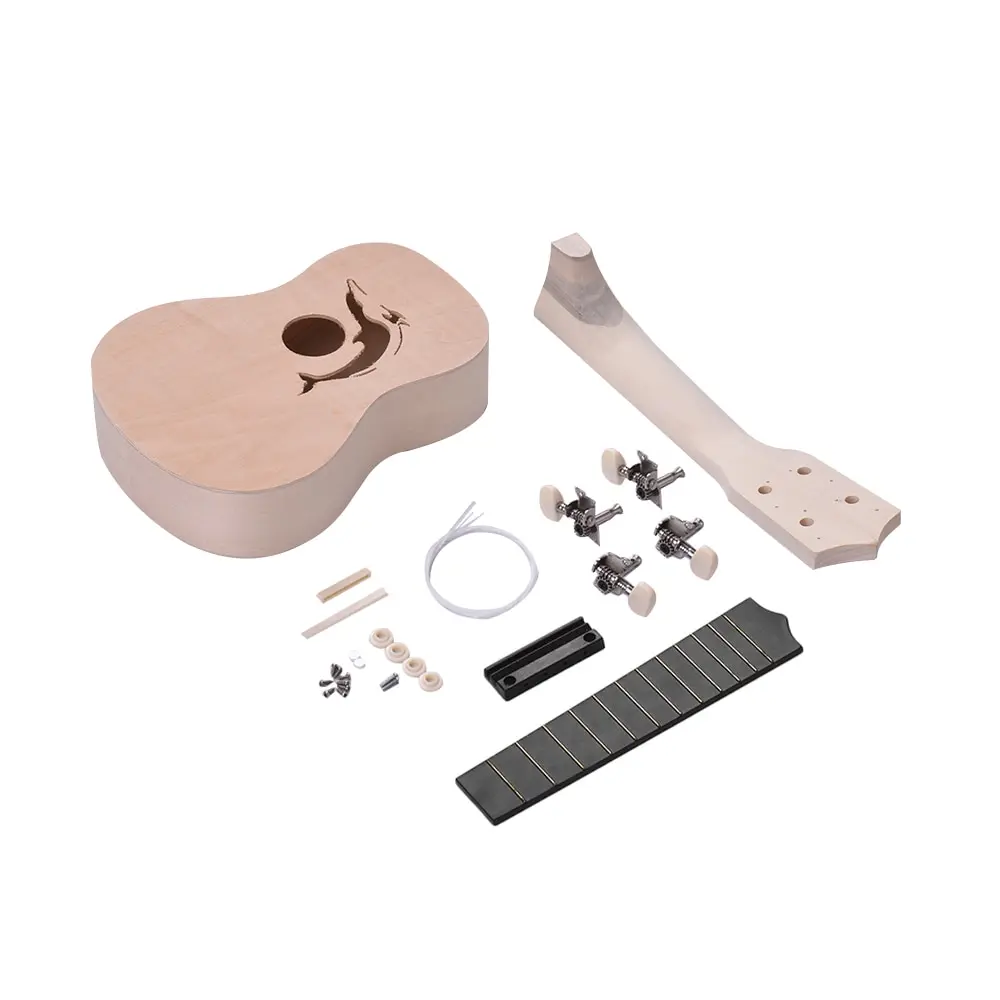 21-дюймовое укулеле незавершенной укулеле DIY Kit шеи Пластик кленовым грифом Sakura Форма с принтом «сердце» с Форма/Дельфин Форма для опционально