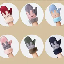 7 цветов, зимние детские перчатки Kawaii, новые плюшевые Мультяшные толстые меховые варежки, регулируемые теплые детские школьные перчатки