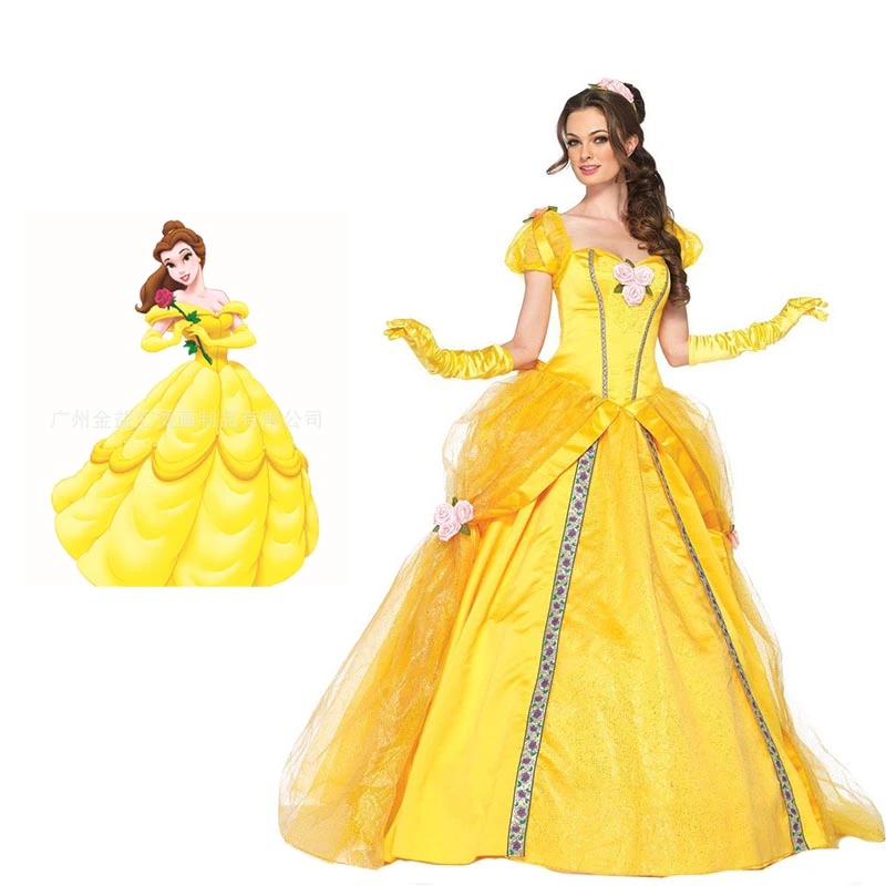 La Bella y La Bestia personajes animados Bella vestido amarillo disfraces  de cuentos de hadas cosplay chica fiesta de halloween disfraz de adulto  elegante| | - AliExpress