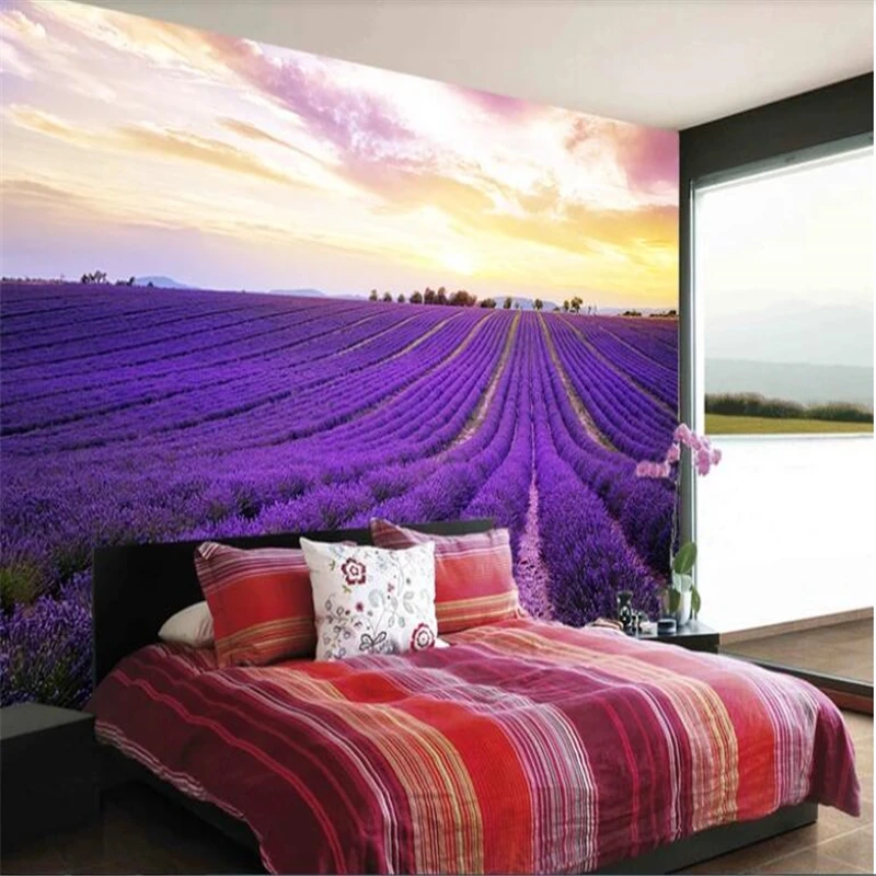 beibehang-Beautiful-purple-lavender-flowers-pastoral-photo-mural-wallpaper-3d-TV-background-wall-wall-papers-home (3) - 副本