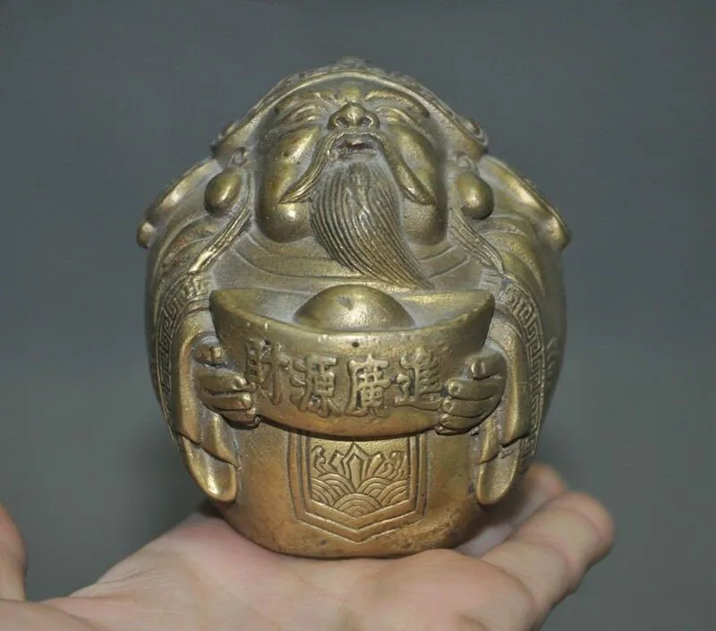 Old Chinese Buddhism Brass Ingots Wealth God Mammon Jambhala Buddha Statue | Дом и сад