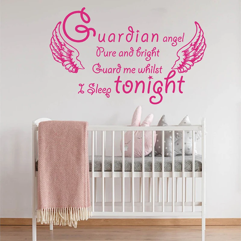 Spanish Guardian Angel Sleep Wall Sticker Girl Room Kids Room Princess Sleep Quote Wall Decal Bedroom Vinyl Home Decor (2)