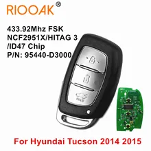 

95440-D3000 433MHz ID47 Chip Keyless Smart Remote Car Key Fob Come With Emergency Key For Hyundai Tucson 2014 2015