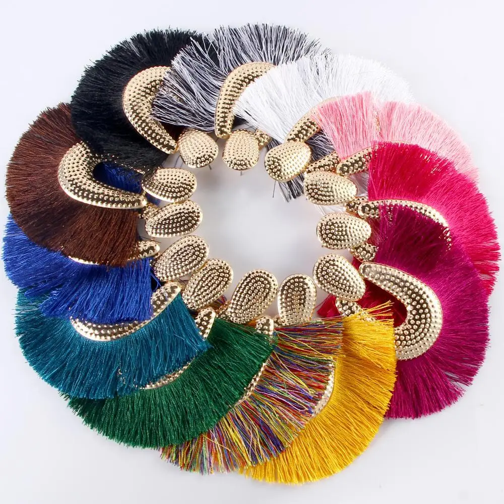 2Personality Women Big Tassel Drop Earrings Colorful Bohemia Dangle Earring Fashion Jewelry Ear Drop Special Design Gift CS28