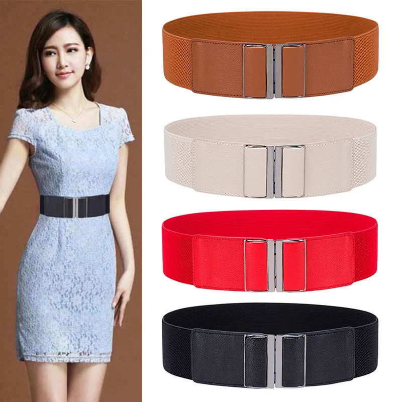 

Elastic Girdle Women's Coat Black Belt Decorative Skirt Waist Wide Girls Dresses Luxury Cinturon Mujer Quality Faux Leather