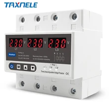 3 protezione relè di tensione trifase 63A 60A 220V 380VAC 3P N relè di sovratensione regolabile proteggi votaggio alto basso