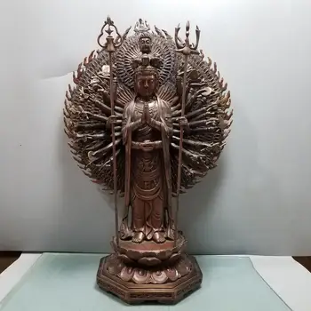 

22 wedding decoration China Lucky China Seikos red bronze Avalokitesvara Statue Carving a Thousand-Hand Guanyin Buddha Statue