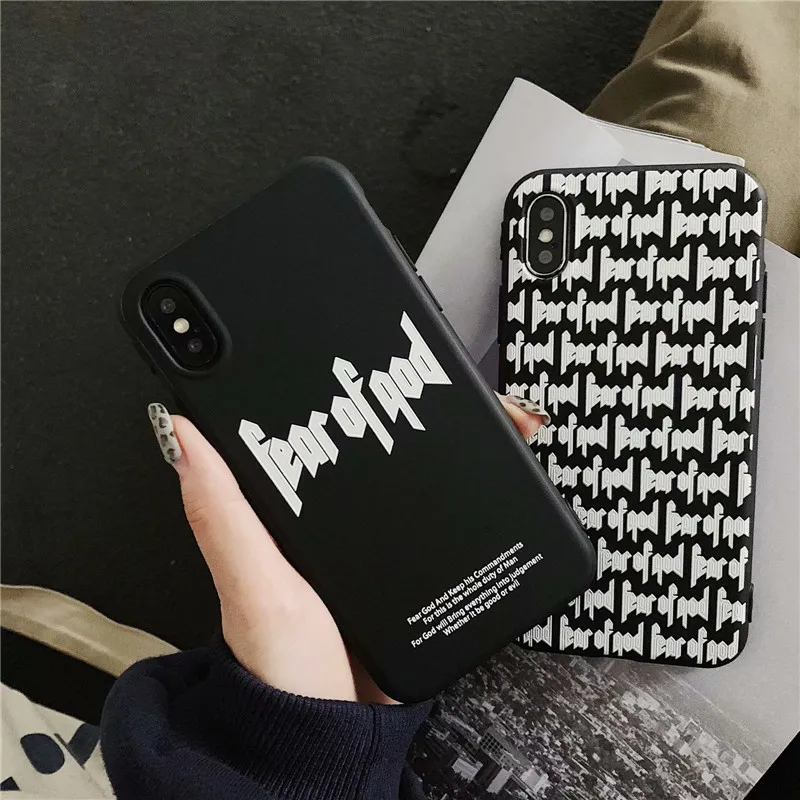 

Hot American luxury Street brand Fear God soft silicone case for iPhone XS MAX XR X 6S 7 8 plus fashion trend white phone cover