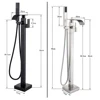 Chrome Floor Mounted Bathtub Shower Faucet Swivel Waterfall Spout free standing bathroom Crane Black Bath Shower Mixer Tap 5