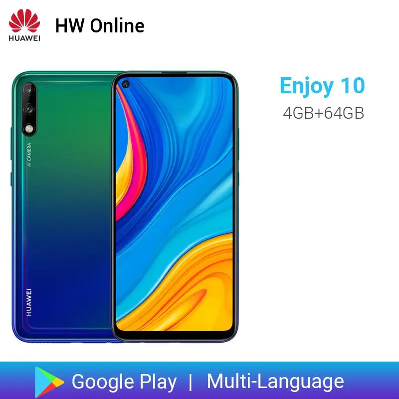 Huawei Enjoy 10 4 Гб 64 мобильный телефон 6 39 &quotKirin 710F Восьмиядерный 48 МП Двойная камера